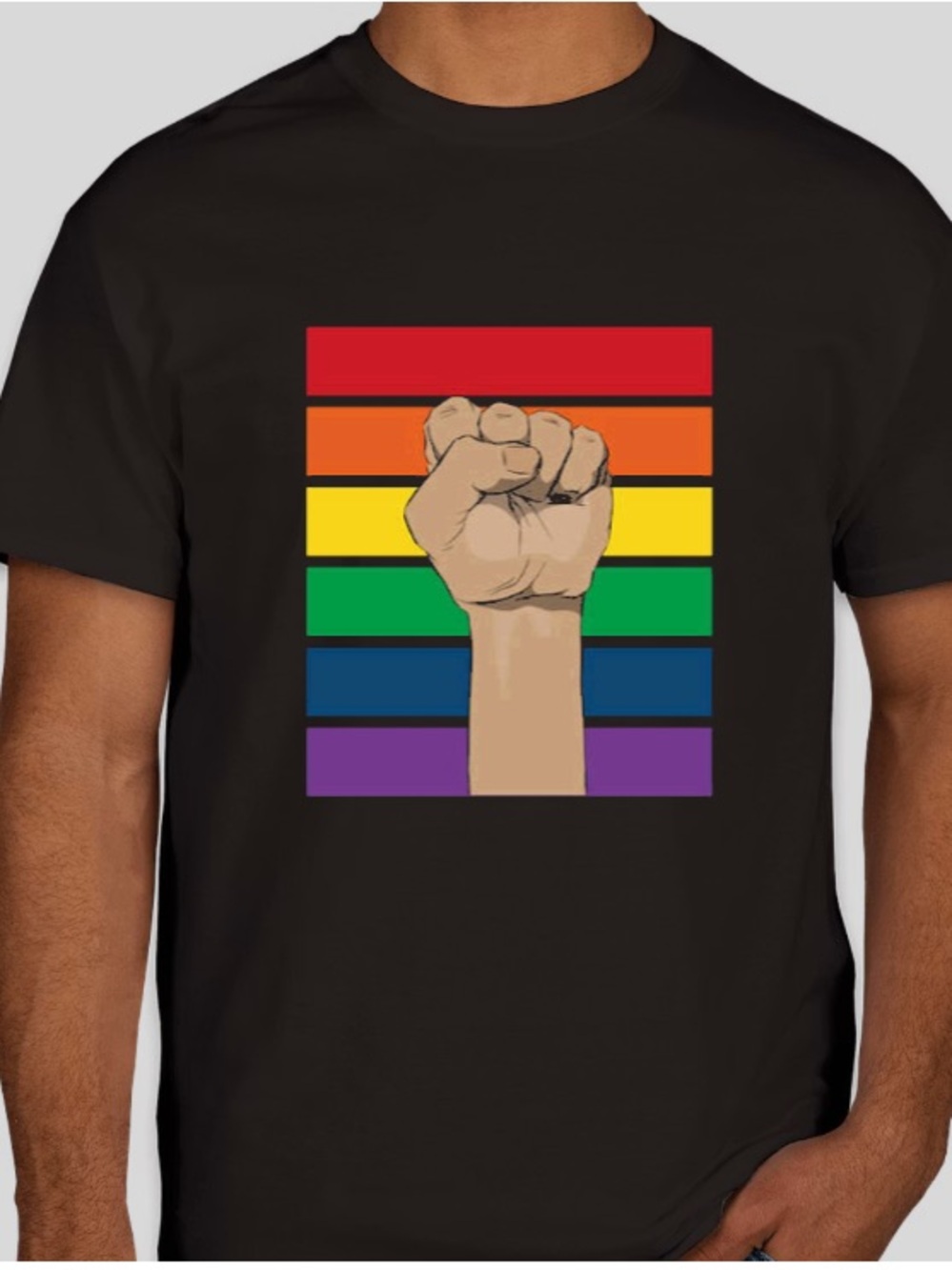 Men's Black Graphic Pride Fist Tee